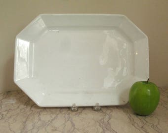 antique French octagonal porcelain platter