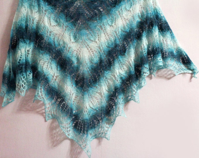 Knitted scarf shawl, knit shawl, knit scarf, turquoise shawl, knitted scarf, shawl of wool, knitted scarf, delicate shawl, crochet shawl