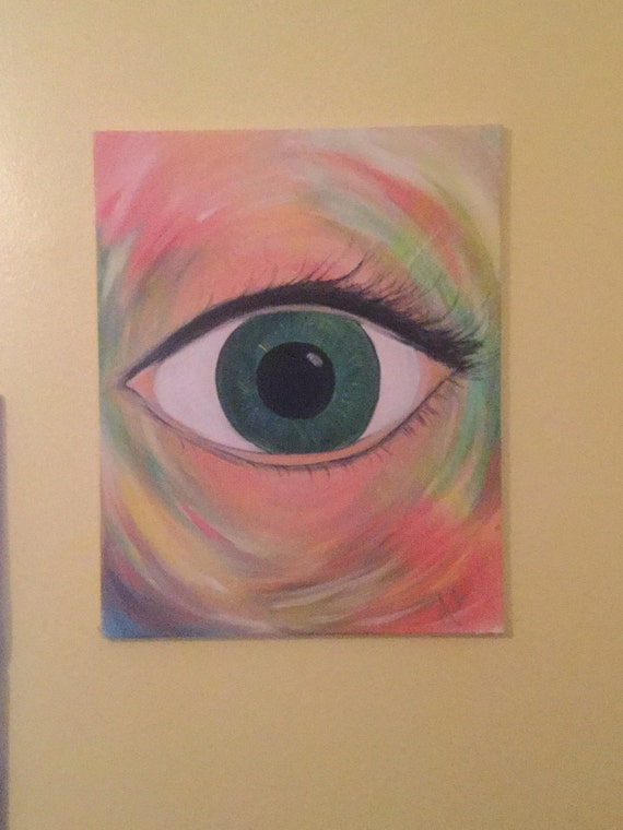 evil eye original acrylic painting 16x20 stretched canvas