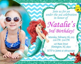 Little Mermaid Invitation Birthday Party Ariel Invitation Birthday Party