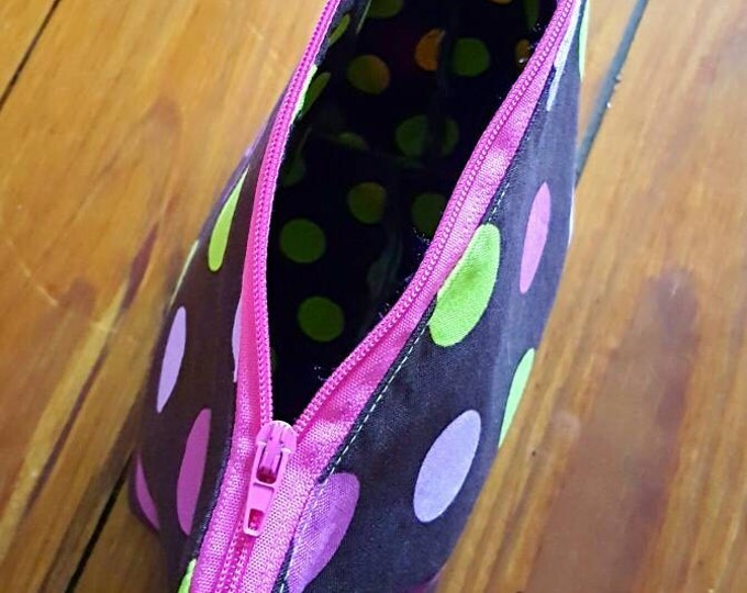 Gift for Her - Polka Dot Makeup Bag - Zipper Pouch - For her Standing Makeup Bag - Cosmetics Bag