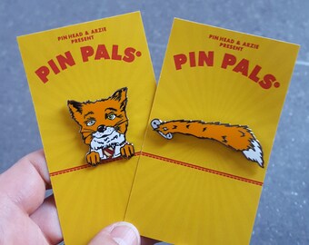 Wes Anderson Fox Tail Enamel Pin, Fox Lapel Pin Set, Fox Gifts, Collectible Pins, Hard Enamel Hat Pins