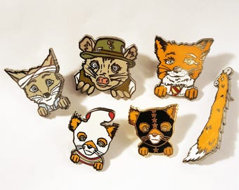 Fantastic Mr. Fox Collection, Lapel Pins, Wes Anderson Gifts, Wes Anderson Hat Pins, Fox Lover, Ash Fox, Enamel Pin