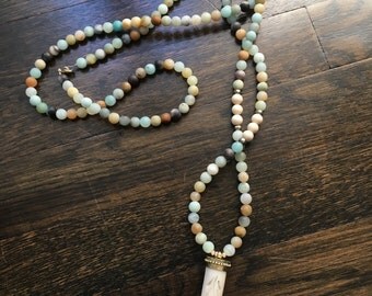 Double wrap beaded necklace