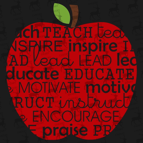 Teacher Apple Wordart Digital File Svg Dxf Eps For Use