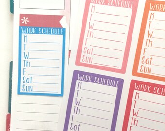 Weekly Work Schedule Planner Stickers // Erin Condren Planner Stickers