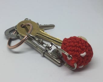 Cute toadstool key chain, toadstool key ring, dinky toadstool key fob. Can also be used as bag charm