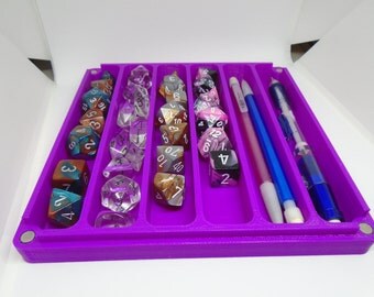 Customizable 3D Printed 6 Set Dice Box with Dice Tray Felt-Lined Lid