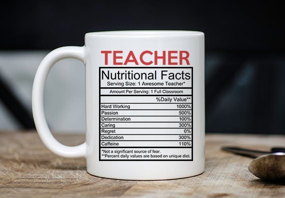 Download Teacher Nutritional Facts Mug Teacher Coffee Mug Teacher