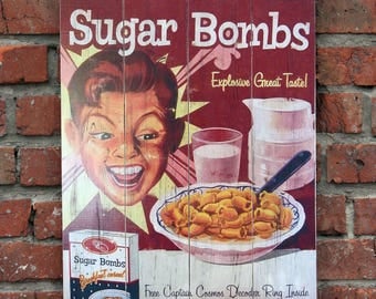 Sugar bombs Fallout New Vegas. Transfer on wood. Picture on wood. Wooden panel. Gift for Men. Gift for Boyfriend. Gift for Fallout Fan.