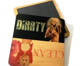 DISHWASHER MAGNET - Clean Dirty Funny Dishwasher Magnet Christina Aguilera Clean/Dirrty Xtina Wooden Notifier Reminder Sign Clean or Dirty