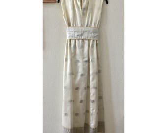 Vintage White and Silver, Gold Wedding Dress