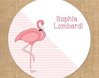 Personalized Gift Enclosure Cards & Custom Kids Gift Tags Pink Flamingo | D-GT2.017