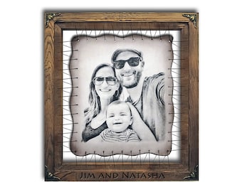 Custom Portrait From Photo Leather Anniversary For Him 6th wedding anniversary one year anniversary leather 3rd anniversary gift for him