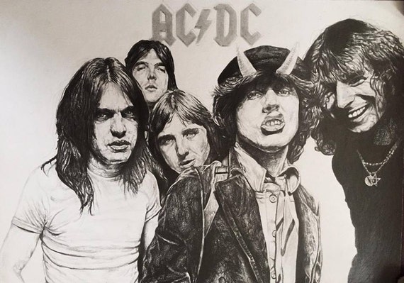 AC/DC Highway To Hell Drawing Framed Print