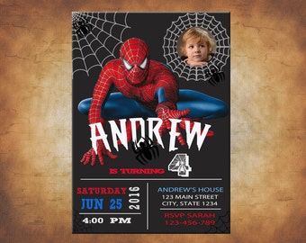 Spiderman Invitation with your boy as Spiderman! Spiderman Birthday Invitation, Amazing Spiderman Invitation, Custom Photo Spiderman
