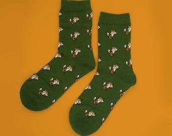 FREE SHIPPING Fox face socks for women summer gift socks