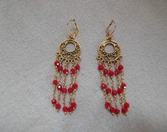 Red & Gold Color Dangle Earrings