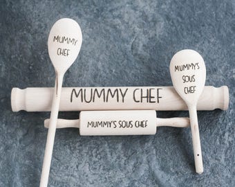 Engraved Baking Set, Wooden spoon, Baking Set, Kids baking, Wooden baking set, mum's birthday, Gifts for her, Birthday gift, Personalised