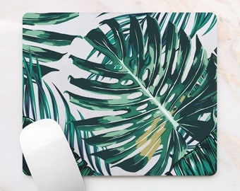 Palm Leaves Floral Mousepad Green Palm Leaves Mouse Mat Mouse Pad Office Mousemat Tropics Mouse Pad Accessories for Her