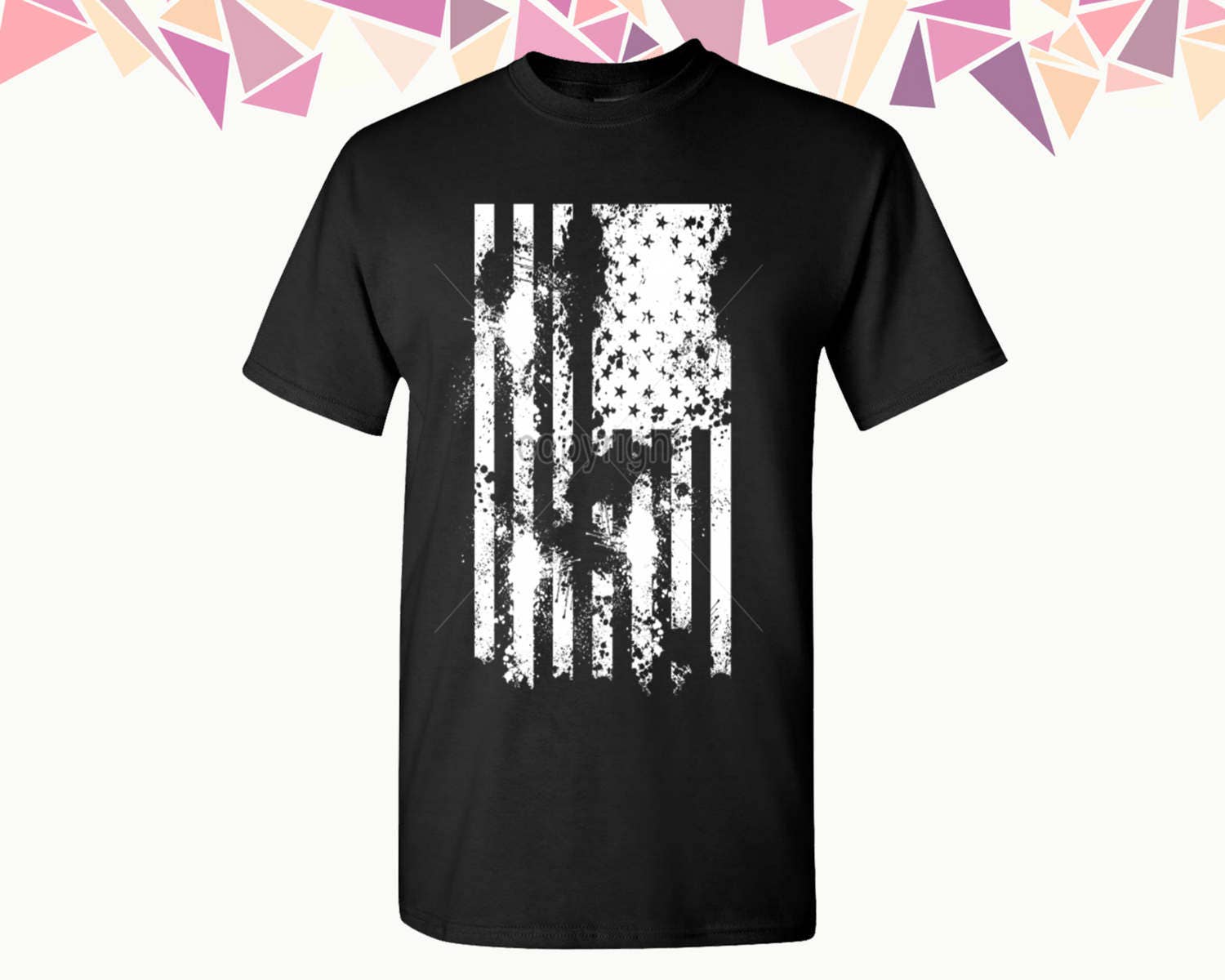 Distressed US Flag T-shirt Vintage US Fag Shirts Tees American