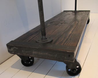 Industrial Pipe Clothing Rack, Rolling Garment rack, Modern industrial Clothes Rack, Retail Display