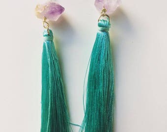 Springtime Tassel Earrings- Amethyst