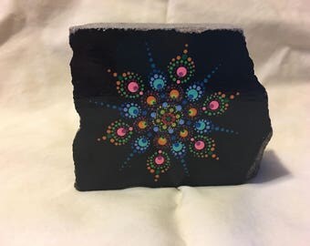 Mandala stone, mandala rock, meditation stone, rock art, painted rock
