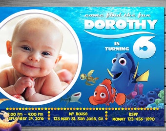 Finding Dory Invitation, Finding Dory Birthday, Finding Dory Party, Finding Dory Invites, Finding Nemo Invitation, Finding Nemo Birthday