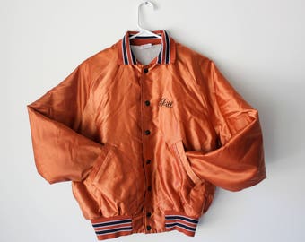 Vintage Orange-Copper Hoof-Beats 4H Jill Satin "Bomber" Jacket // Men's Small