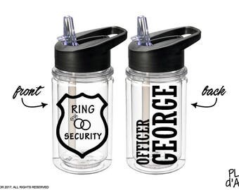 Ring Security Bottle, Ring bearer gift - Personalized Kids Water Bottle, Ring Security, Wedding party kids gift (BT002)
