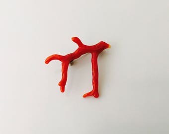 Vintage Coral Branch Brooch