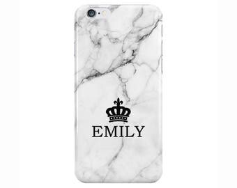 Personalised Name initials White Marble Phone Case for Apple iPhone 5 6 7 Plus & Samsung Galaxy Personalized Customized Monogram