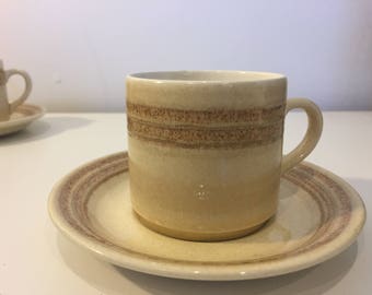 Retro Stoneware New Zealand Made Crown Lynn Style Pottery Cup & Saucer Set