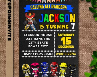 Power Rangers,Power Ranger Invitation,Power Rangers Birthday,Power Ranger Party,Power Ranger Birthday Invitation,Power Rangers Dino Charge