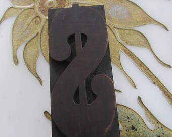 Dollar Sign Antique Letterpress Wood Type Printers Block