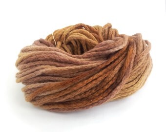 Bulky merino chainette wool, brown chunky yarn, Perran Yarns Sweet Chestnut crochet variegated skein hank, free knitting pattern