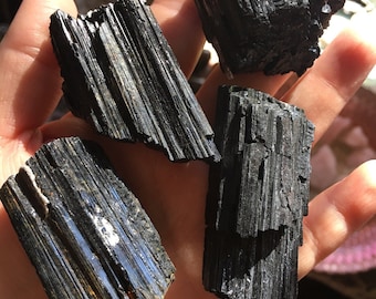BLACK TOURMALINE Raw Gemstone choose from Small Medium orLarge Piece root chakra, purification, protection, grounding, auric cleanser