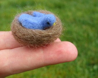 Miniature Bluebird Needle Felted Figure