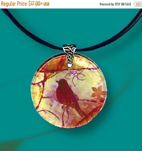 Abstract Bird Necklace Reversible Glass Art by tzaddishop