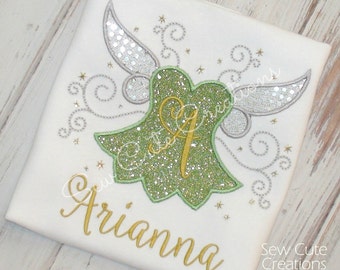 Tinkerbell Shirt, Tinkerbell Birthday shirt, Fairy Shirt, Fairy Birthday shirt, Fairy Wing Shirt, Girl Birthday shirt, sew cute creations