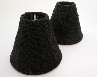 Vintage Lamp Shades, Beaded Lamp Shade, Black Lamp Shade, lampshade, table lamp, beaded lampshade, gypsy decor, woven lamp shade, boho decor