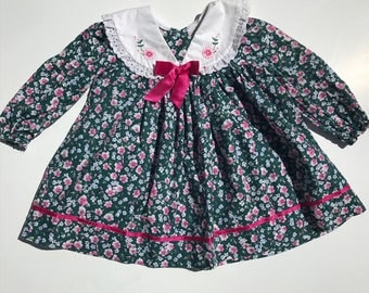 Vintage Floral Baby Girl Dress, Vintage Spring Dress,24 months, FREE SHIPPING