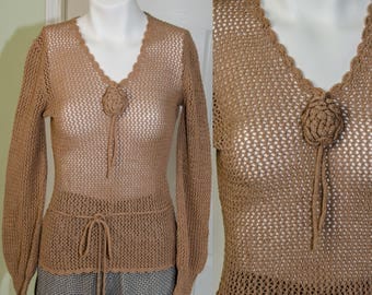 Vintage 1930's Woman's Hand Crochet Sweater