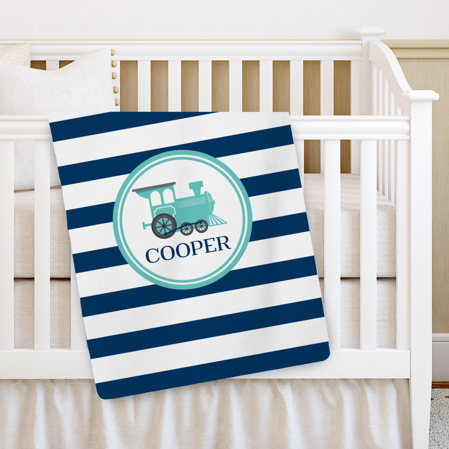 Personalized Baby Blanket Boy Baby blanket Train Receiving