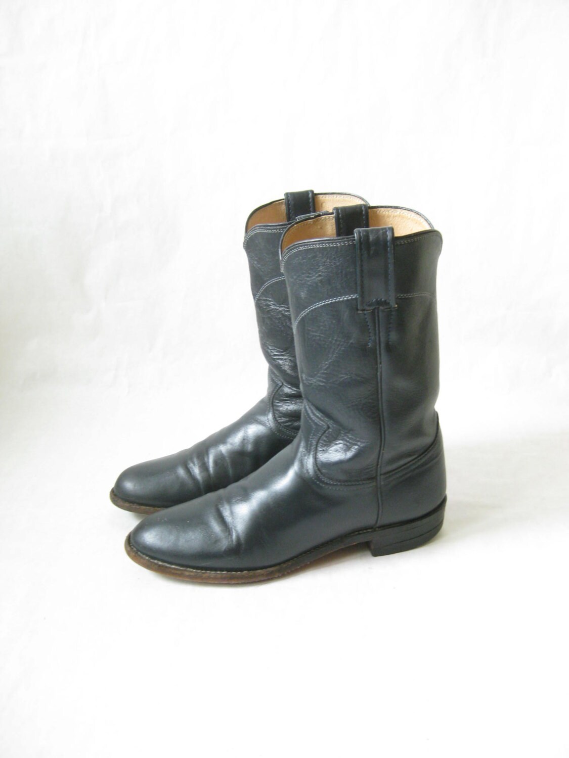 Vintage JUSTIN Navy Roper Cowboy Boots. Size 8 Women's