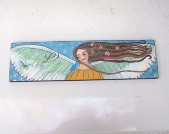 Angel Painting Original Folk Art Inspirational Angel Free Shipping