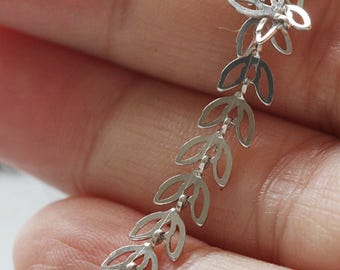 One Foot White Gold Tone Brass Base Chain-Leaf 7.1x6.1mm (3372C)
