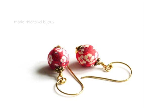 Liberty earrings,Cute earrings, Colorful earrings,Red earrings,Summer earrings, Flower earrings,Liberty jewelry,Summer jewelry,Liberty,