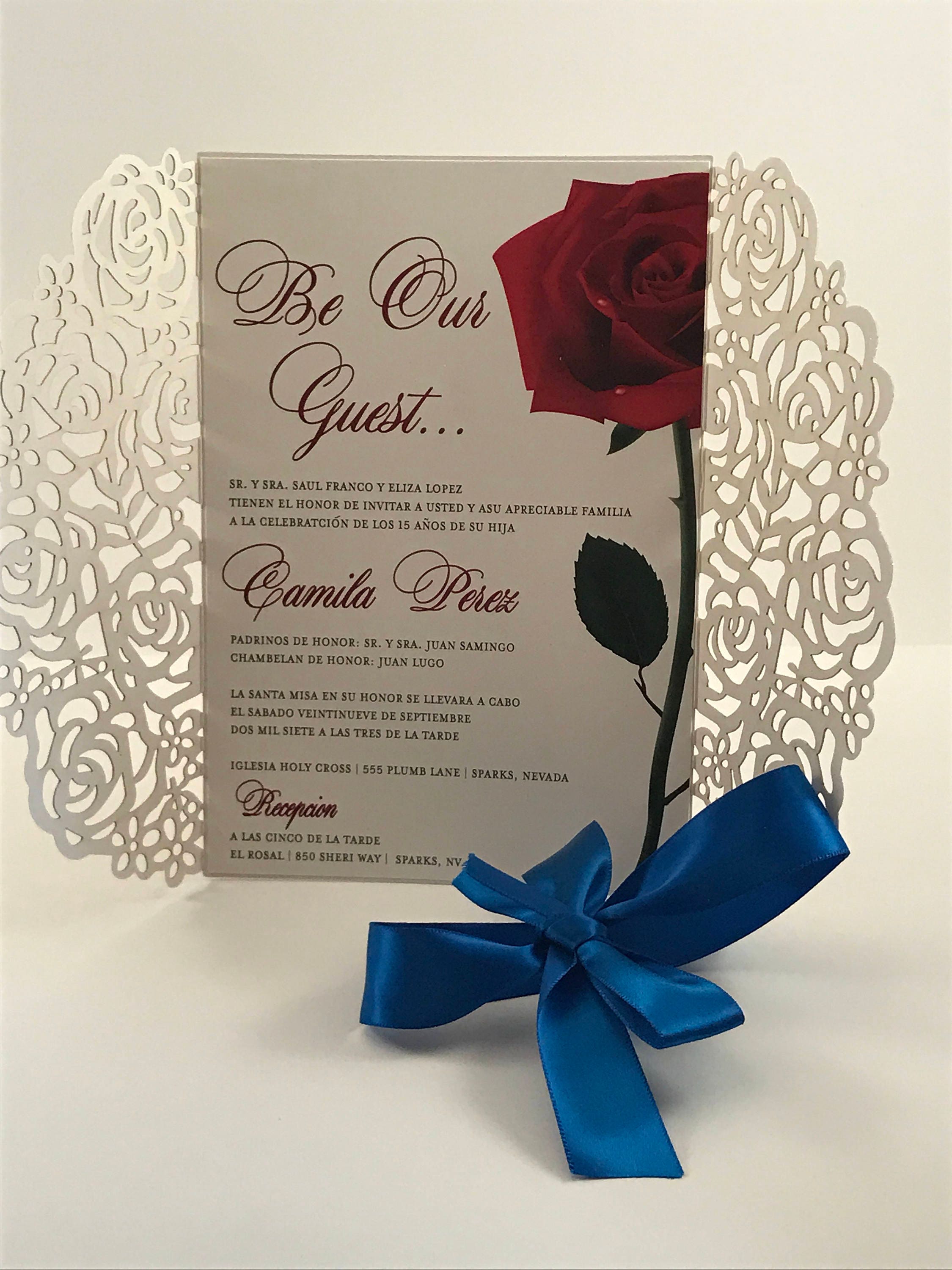Quinceanera invite. Beauty and the Beast Inspired Invitation.